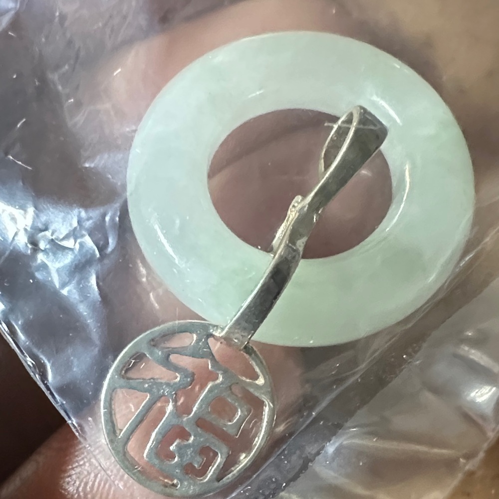 STERLING SILVER “GOOD FORTUNE “ JADE NECKLACE-vintage